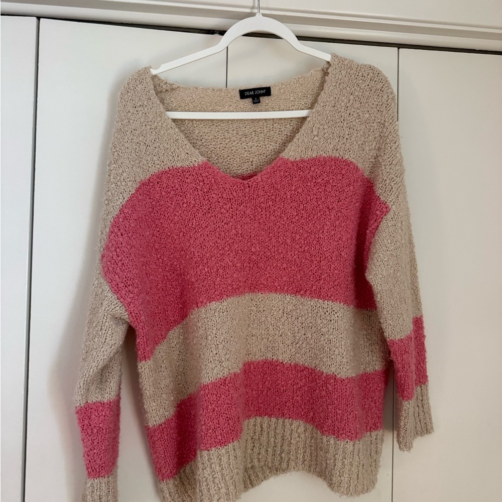 Pink and Beige Knit Sweater